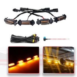 MODIPIM Smoked Shell Amber Light 4pcs RAV4 LED Grill Lights For Toyota RAV4 2019 2020 2021 2022 OEM Grille with Wiring Harness Grill Kit
