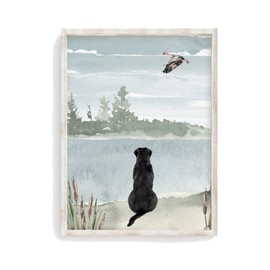 Watercolor Duck Hunting Black Lab Nursery Mallard Duck Unframed Print Rustic Outdoor Hunter Themed Decor