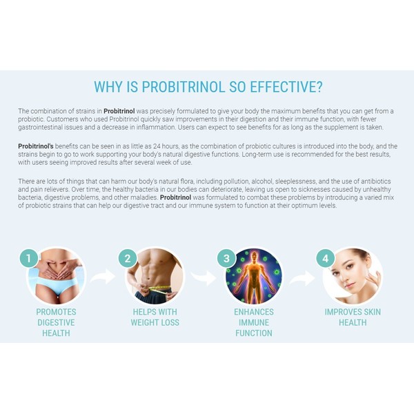 Probitrinol Probiotic - 3 Bottles-90 capsules - #1 Probiotic Supplement - 100% Natural - Promotes Digestive Health
