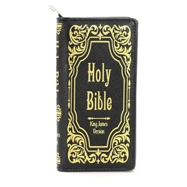 WonderMolly Holy Bible KJV Book Wallet for Women, Black