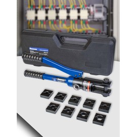 AMZCNC 12 Ton Hydraulic Crimping Tool with 9 Standard American Dies, Crimps 8AWG to 4/0 AWG, Hardened Steel Construction with Oxidized Surface for Durability(Standard US 8AWG to 4/0AWG)