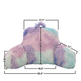 Holawakaka Large Shags Bed Rest Pillow with Arms,Tie Dye Reading Pillows Perfect for Adults Teens Men Women,Arm,Back,Pregnancy Lumbar & Head Neck Coccyx Lower Back Support Cushion (Blue Purple)