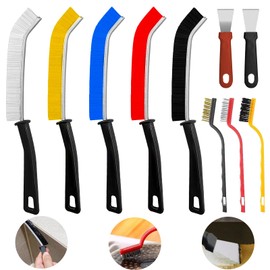 Zeuwets Crevice Cleaning Brush with Hard Bristles, 10 Pieces Corner Cleaning Brush, Joint Cleaning Brush, Corners Multi-Purpose Cleaning Brush for Tiles, Bathrooms, Kitchen (Colourful)