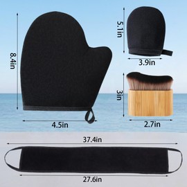 PacuM Pack of 4 Self-Tanning Glove Tanning Glove Plush Self Tanning Back Applicator Black Hanging Tanning Glove Self-Tanning Brush Self Tan Applicator for Body Selftan