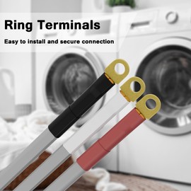 3 Prong Dryer Cord 10 FT, NEMA 10-30P to 3-Wire Appliance Cord, 30-Amp, 3 Wires with Eyelet Connectors, 10 Gauge Copper Wire, Grey Cable