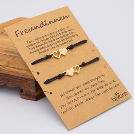 Bixorp Friendship Bracelet for 2/3/4 with Heart Pendants - BFF Bracelet for Girls & Women - Ideal Birthday Gift for Best Friend, Stone