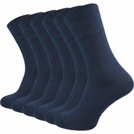 GAWILO Men's Socks (Pack of 6) Without Rubber Print Extra Wide Comfort Waistband Business & Leisure, blue