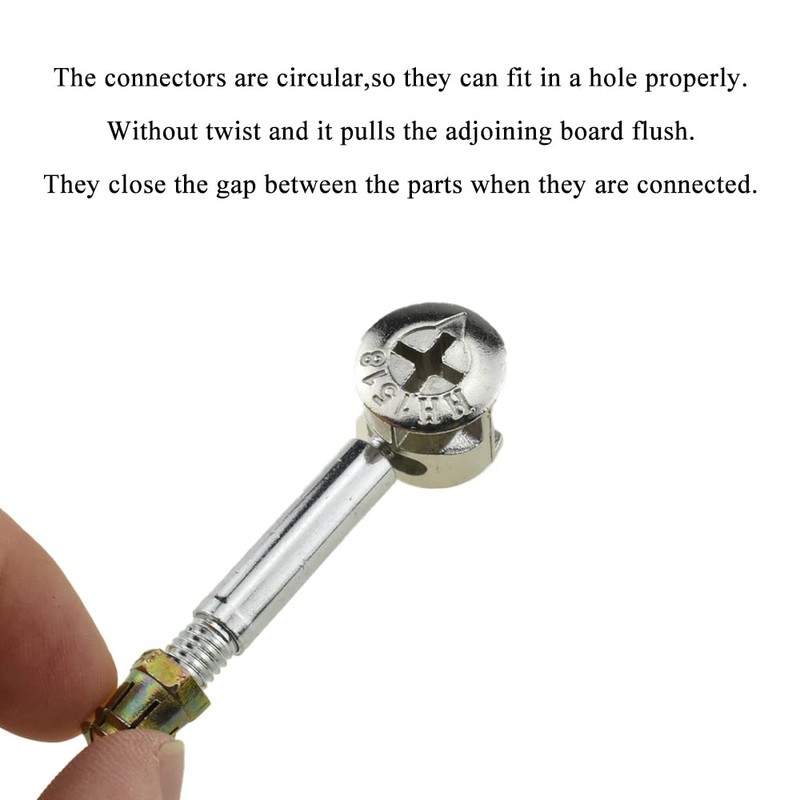 Hahiyo Furniture Connector Cam Lock Fittings Dowel Flat Back Fastener