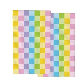 Colorful Checkered Hand Towels for Bathroom Set of 2, Rainbow Gingham Soft Highly Absorbent Face Towel, Microfiber Hand Towels for Kitchen Bath Dish Towels Hotel Spa Gym Home Bathroom Decorations