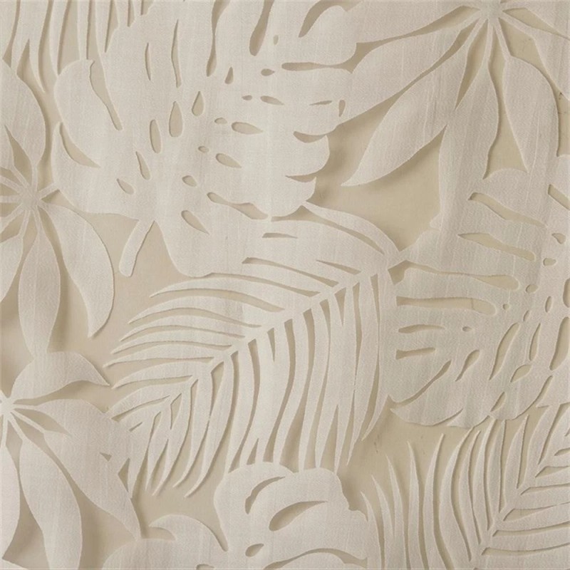 Pemberly Row Palm Leaf Burnout Window Sheer in Natural 50x95"