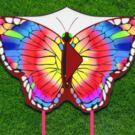 Butterfly Kite for Kids 4-8 8-12, Kid Kites Easy to Fly, Colorful Kite for Adults & Beginners, Beach Park Outdoor Activities, Easter Gift for Kid Boys & Girls(Purple and Yellow)