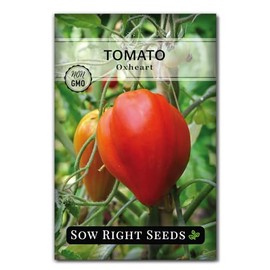 Sow Right Seeds - Oxheart Pink Tomato Seed for Planting - Non-GMO Heirloom Packet with Instructions to Plant a Home Vegetable Garden - Large Slicer, Pink Skin and Heart Shape - Indeterminate