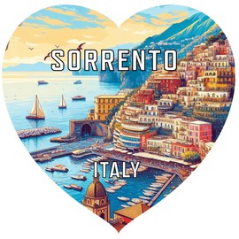 Sorrento Italy Travel Souvenir Destination Die Cut Heart Shaped Fridge Magnet 2-Inch