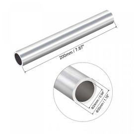 TA-VIGOR 1Pc 6063 Aluminum Round Tube, 30mm OD 24mm ID 200mm Length Metal Seamless Straight Tubing Aluminum Pipe for Home Furnishing, Machinery, DIY Handicraft
