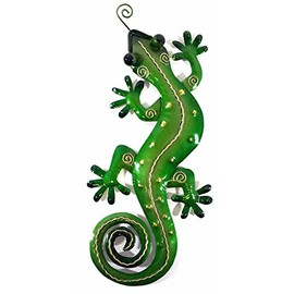 BWA New Contemporary Metal Wall Art Sculpture – Small Green Tropical Gecko