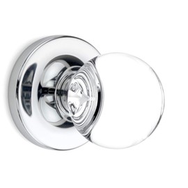 Privacy Round Ball Crystal Door Knobs Polished Chrome Round Rosette