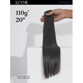 LUVME Extensiones De Cabello Humano Remy De 18" Sedosas Lisas Y Sin Costuras 110 G 7 Unidades Con Clip Color Negro Natural 100% Real Y Suave 1-Straight Silky