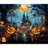 10x8ft Halloween Theme Backdrop, Dark Forest Scary Castle and Pumpkin