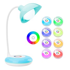 mafiti Children's Desk Lamp, LED Table Lamp, 20 LED Dimmable Bedside Lamp with Touch Control, 3 Brightness Levels and RGB 256 Colour Light for Reading, Study, Work