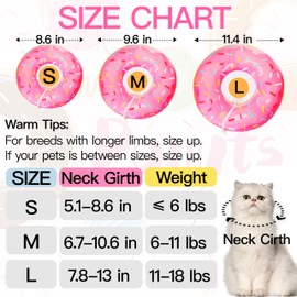 WONONE Cat Cone Collar Soft, Cute Cat Donut Collar After Surgery, Adjustable Kitten Recovery Cones to Stop Licking, Lightweight Neck Elizabethan Collars for Cats Kittens (Pink, Large)