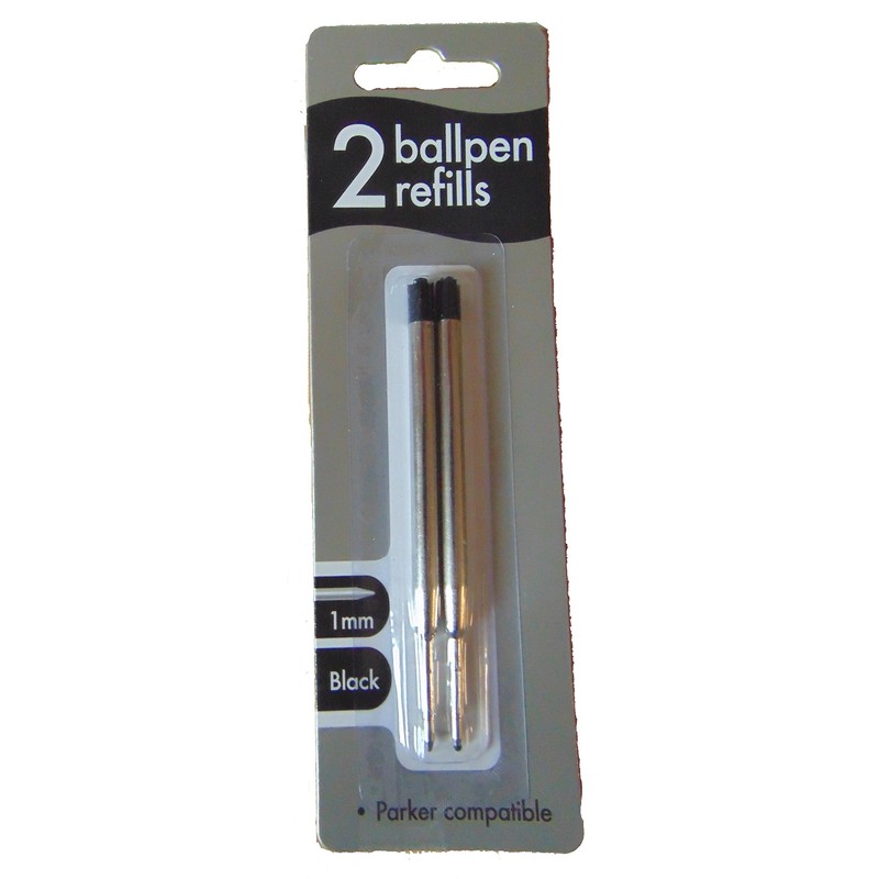 Twin Pack Ballpoint Pen Refills Parker Compatible Black Or Blue