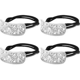 4Pcs Rhinestone Hair Scrunchies Crystal Hair Ties Rubber Bands Chic Elastic Ponytail Holder No Damage Bling Sparkles Diamond Hair Accessories for Women Girls Thin Hair Fashion Headbands (Silvery, One size)