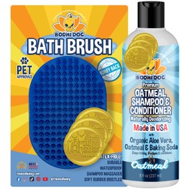 Bodhi Dog Bodhi Dog Shampoo Brush, Grooming Shampoo Brush for Pets, Short Hair Dog Scrubber, Blue, 2 Count
