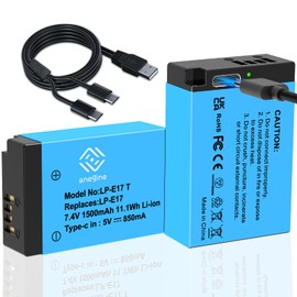 anegine LP-E17 Battery 1450mAh with Type-C Direct Charging Port for Canon EOS R8 R10 R50 R100 RP 77D 850D 800D 760D 750D 200D Rebel SL2 SL3 T6i T6s T7i M3 M5 M6 KISS X8i Camera (2-Pack)