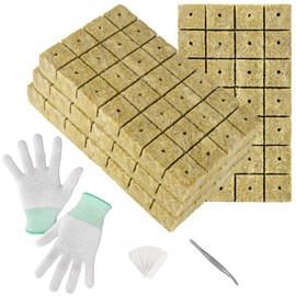 Aatacas 1.5 Inch Rockwool Cubes, Hydroponic Grow Media for Vigorous Plant Growth(4 Sheets, 112 Plugs in Total)