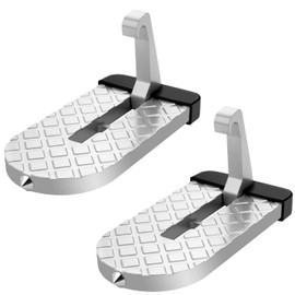 2 Pack Car Door Step, Folding Aluminum Alloy Step,Universal Fit Roof Access, Car Automotive Foldable Roof Rack Door Step, Max Load 400 lbs, Suitable for Most Cars, SUV, and Trucks (Silver-2PCS)
