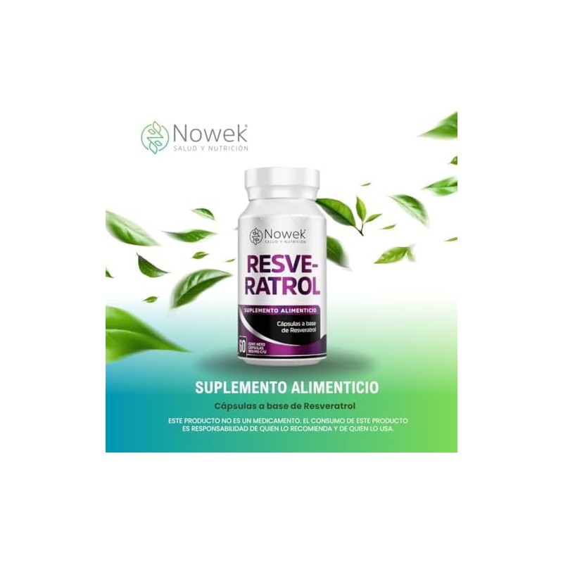 Nowek Resveratrol 60 Cápsulas Suplemento Alimenticio Ingredientes Naturales 3 Frascos