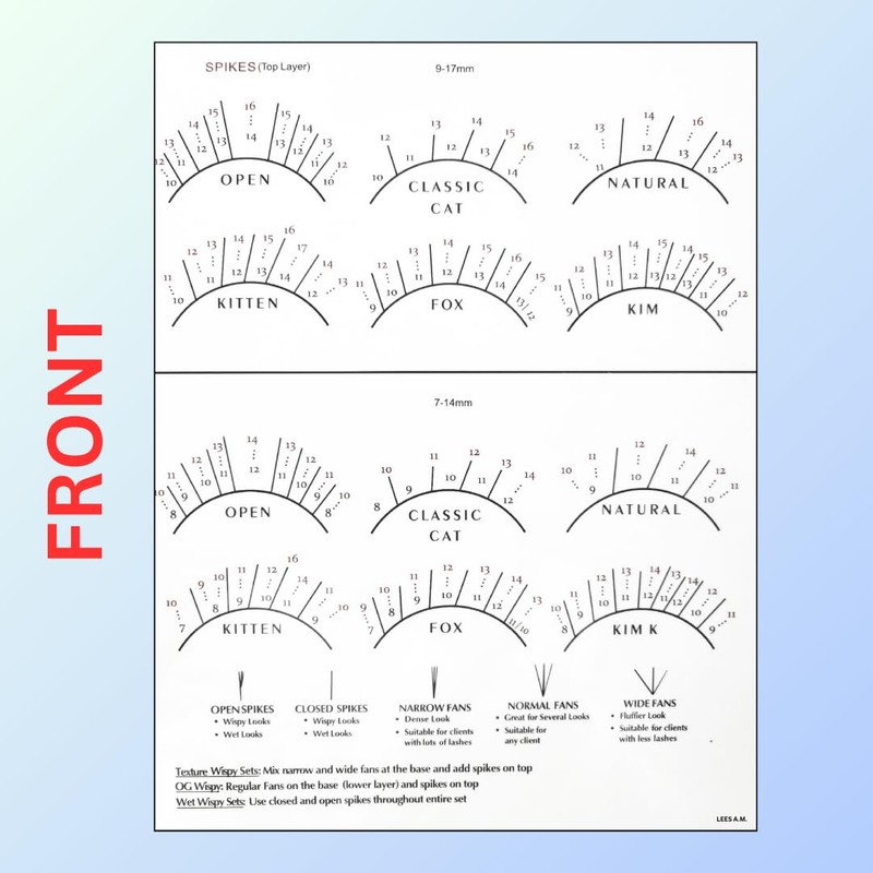 LEES A.M. 1 PC Lash Mapping Chart Eyelash Extension Beginner