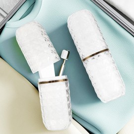 Luxshiny Travel Toothbrush Case Portable Toothbrush Holder Transparent Mouth Wash Cup Toothbrush Storage Container for Traveling Camping Home School Business