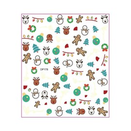 Laser Christmas Nail Sticker Reindeer Snowflake Snowman Stars Gingerbread Dp178 Nail Wraps Art Stickers Manicure Supplies for Women for Home Nails Full Long Lasting Easy Apply and Remove