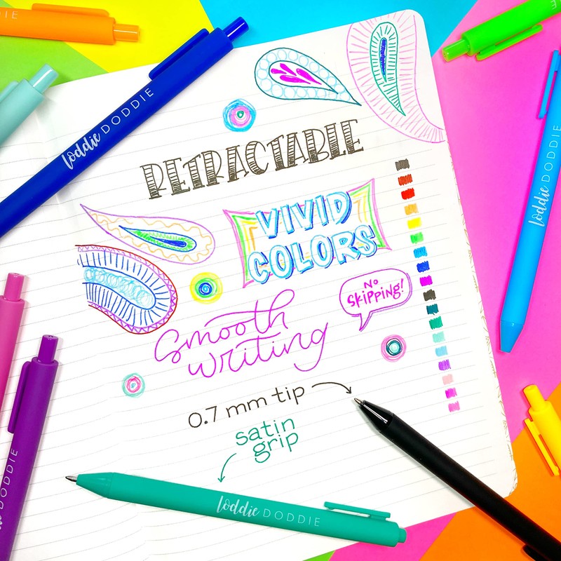 Loddie Doddie Retractable Gel Pens with Satin Barrel - Fine