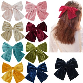 Ling & Bai Women Girls 8 Inch Large Velvet Hair Bows Clip Big Hair Bow Alligator Clip Hair Barrettes for Kids Teens (Green)