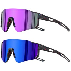 2 Pack Kids Polarized Sunglasses Youth Baseball Sports Sunglasses UV400 Protection Goggles for Boys Girls Cycling Running (E)