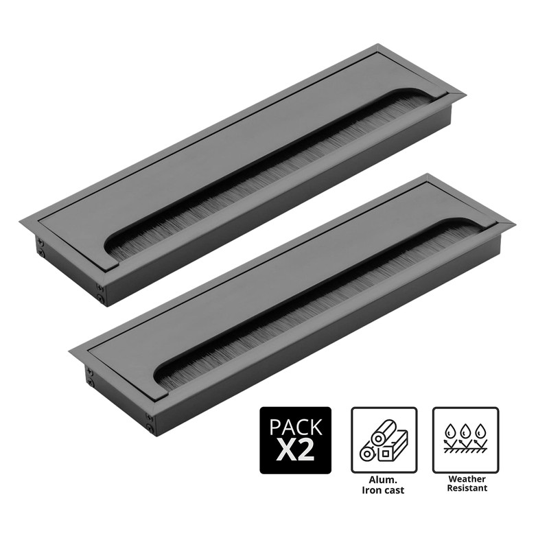 DOJA Barcelona 2 cable entry for desk, black, rectangular cable