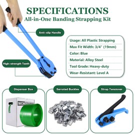 Banding Strapping Kit, Pallet Strapping Kit, Packaging Banding Tool with 5/8" Width, 1000' Length Polyester Strapping Coil Roll and Dispenser Box – Heavy Duty Certified 1200 lbs Break