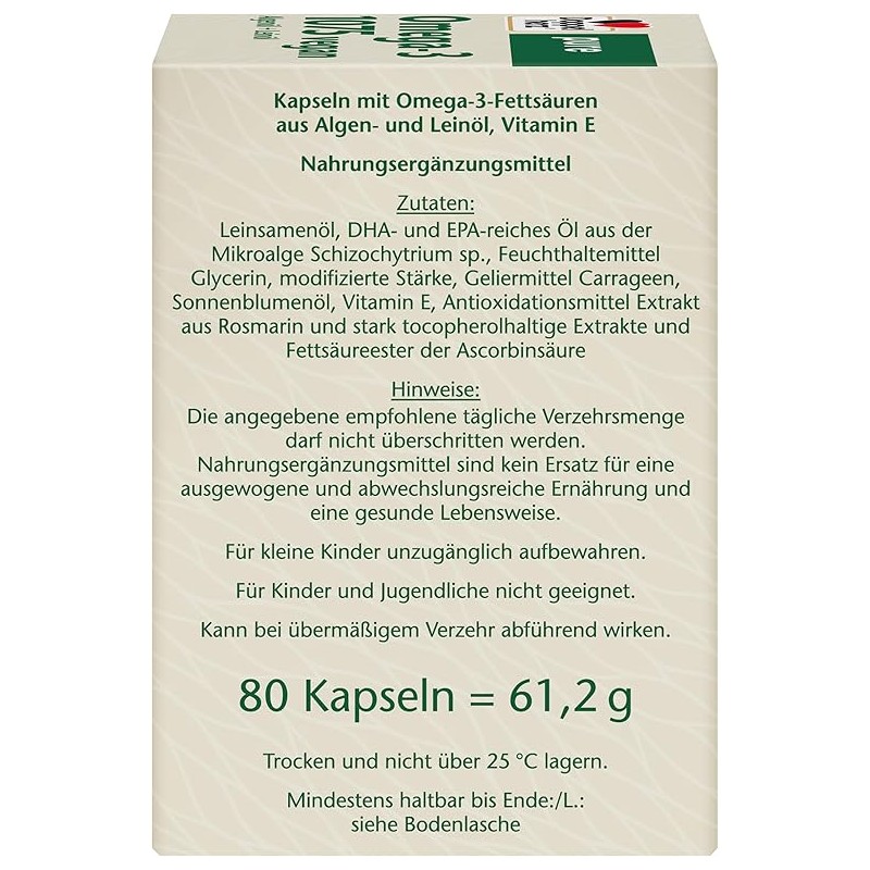Doppelherz Pure Omega-3 1075 Vegan - Algae Oil + Linolenic