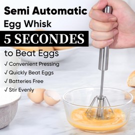 Newness Stainless Steel Whisk Blender for Home - Versatile Tool for Egg Beater, Milk Frother, Hand Push Mixer Stirrer - Kitchen Utensil for Blending, Whisking, Beating & Stirring