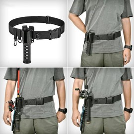 Fishing Rod Holder Belt Adjustable, Fishing Rod Holder Belt, Fishing Wading Belt for Surf Casting, Adjustable Support Belt Belt, Portable Fishing Rod Insert, Outdoor Fishing Essential Tool, black