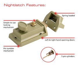 Sterling NLS101 Standard Traditional Champagne Nightlatch