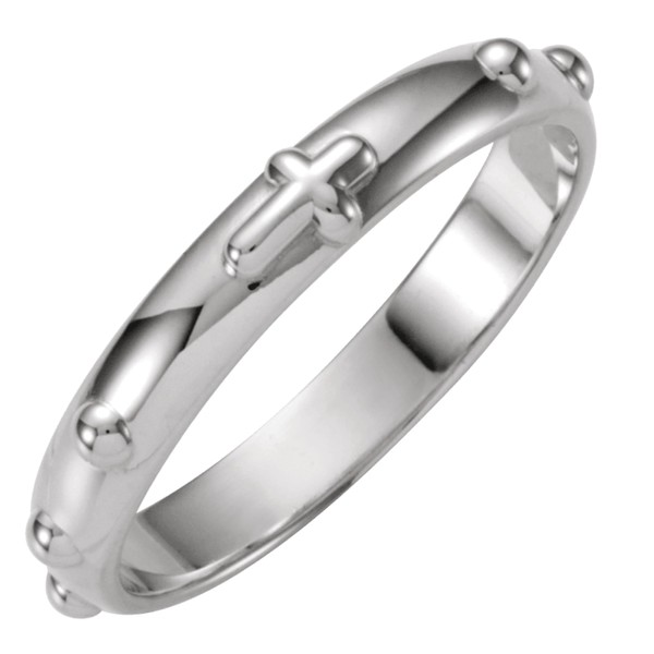 Sterling Silver 3.20mm Rosary Ring – Elegant Faith-Inspired Jewelry for