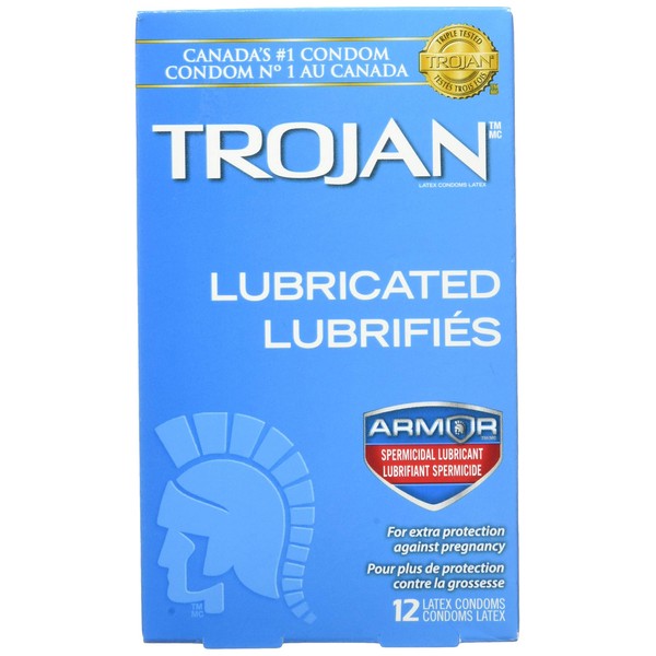TROJAN Spermicidal Lubricated Latex Condoms, Smooth Design, 12 Count