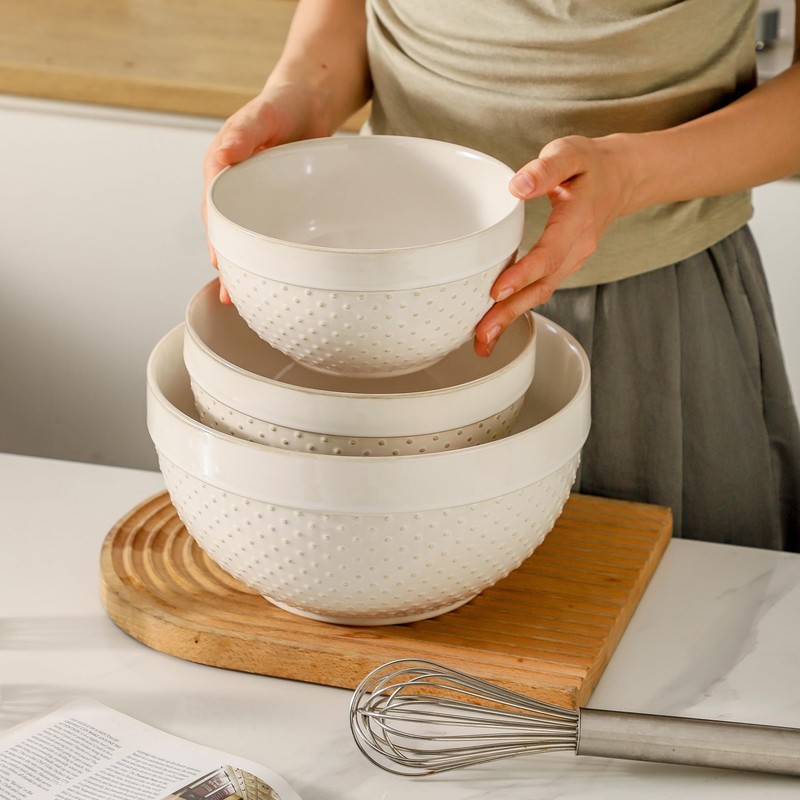 Seyatoo Ceramic Mixing Bowls Set of 3, Large Serving Bowls
