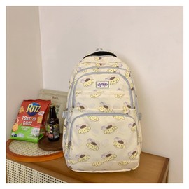 Roffatide Anime Pompom Purin All Over Print Large Capacity Casual Backpack Laptop Backpack Travel Hiking Rucksack Bike Backpack Yellow