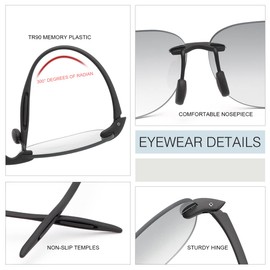 2 Pairs Rimless Bifocal Reading Sunglasses UV400 Protection Sports Outdoor Unisex Sun Readers Blue Light Blocking Glasses for Men Women Driving Safety Eyeglasses Tinted Lens Shades Anti Glare Eyewear