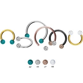PIERCINGLINE Titanium Horseshoe Ring Epoxy Ball Piercing Ring Nose Ear Choice of Colours and Sizes, Titanium (grade 23) / epoxy resin