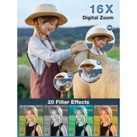 SPOWAY Cámara Digital, HD 1080P 44MP Vlogging Camera para Niños Videocámara, Zoom 16X Autofocus Compacto Portátil Mini Pocket Camera Regalos para Estudian